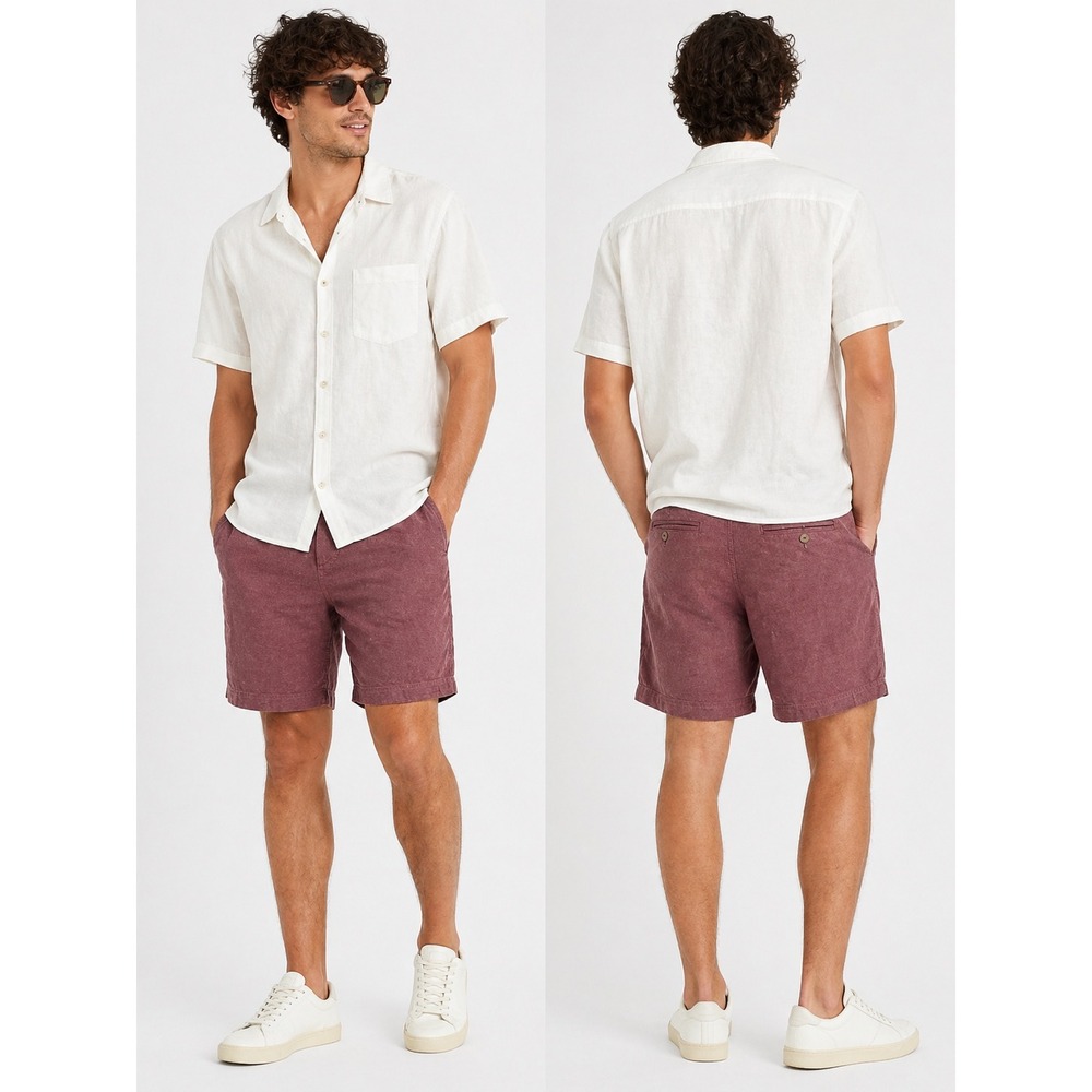 14th & Union Shorts Mens 32 Red Heathered Flat Front Casual Summer Preppy
